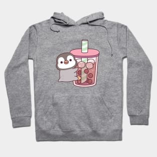 Cute Penguin Hugging Iced Bubble Tea Hoodie